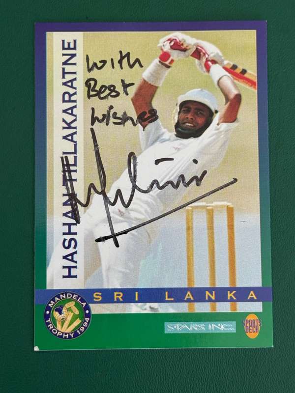 Cricket Card - *SIGNED* Hashan Tielakaratne 1994 Sports Deck Cricket Card