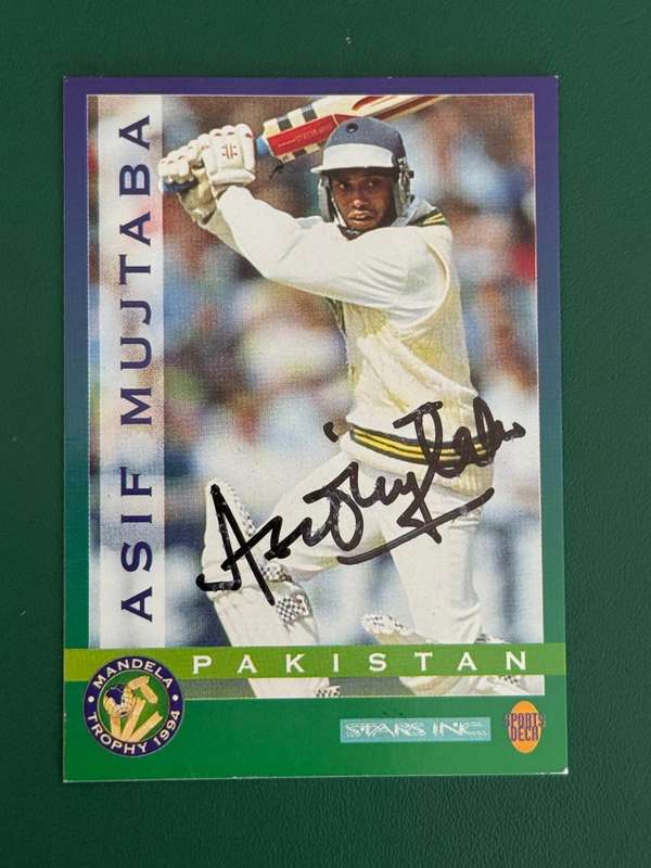 Cricket Card - *SIGNED* Asif Mujtaba 1994 Sports Deck Cricket Card