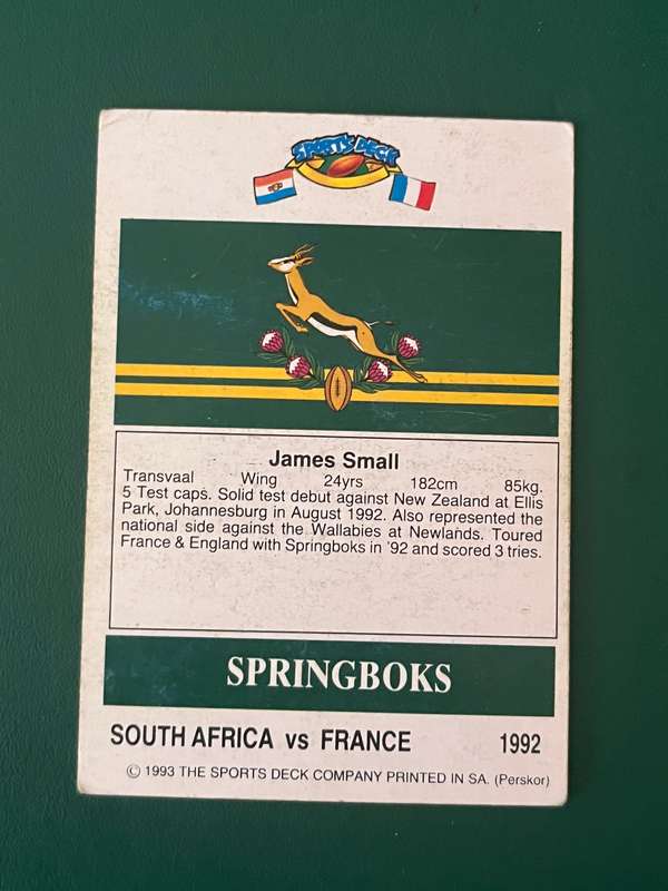 Rugby Card - James Small 1993 Sports Deck Rugby Card
