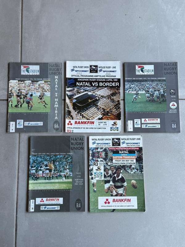 Rugby Programme - (5) Five Natal Rugby Programmes 1992-1994
