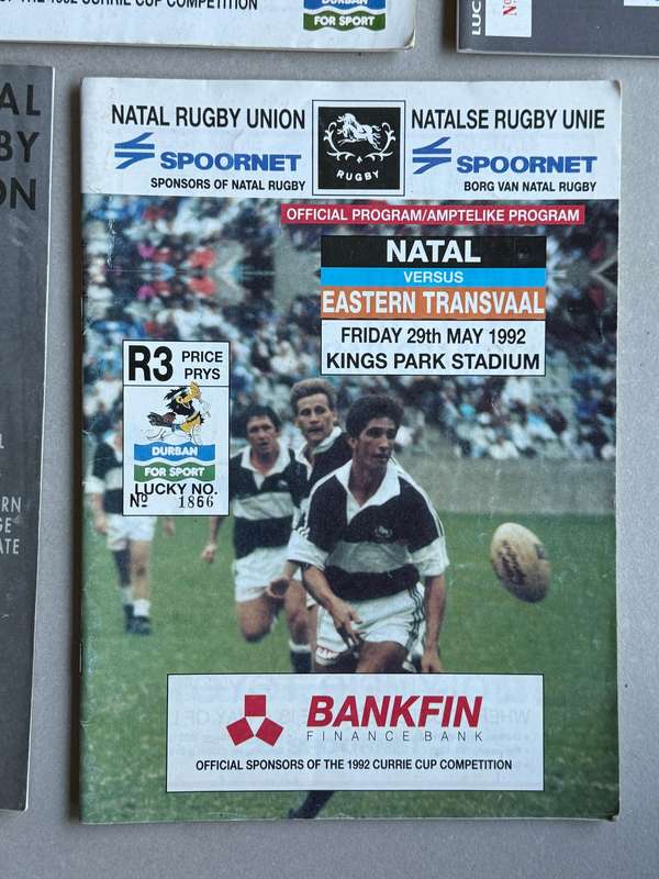 Rugby Programme - (5) Five Natal Rugby Programmes 1992-1994