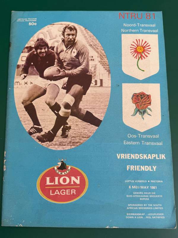 Rugby Programme - Northern-Transvaal vs Eastern-Transvaal 06/05/1981