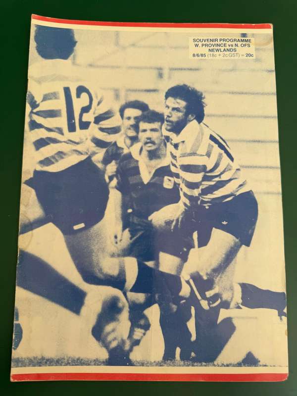 Rugby Programme - Western-Province vs Northern Free State 08/06/1985
