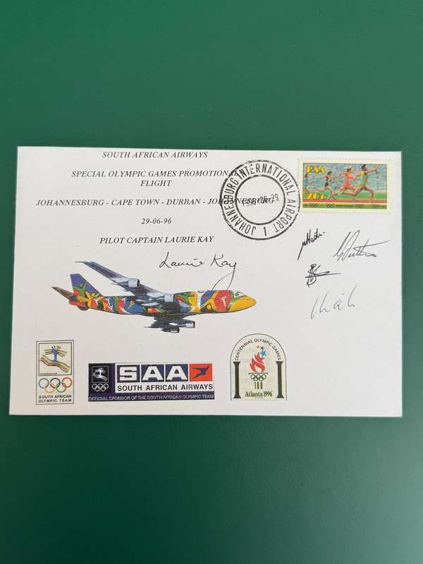 First Day Cover /FDC - *SIGNED* 1996 Atlanta Olympic Games Special Flight 30/06/1996