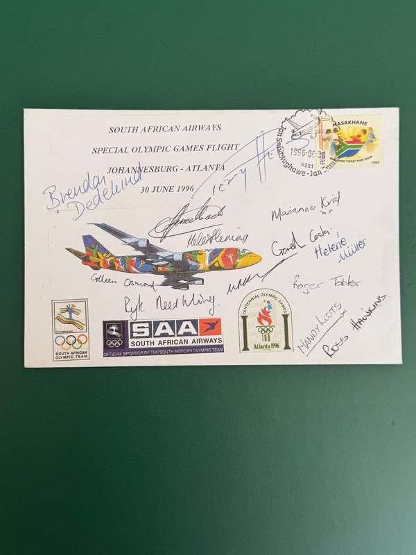 First Day Cover /FDC - *SIGNED* 1996 Atlanta Olympic Games Special Flight 30/06/1996