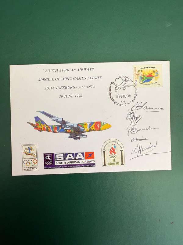 First Day Cover /FDC - *SIGNED* 1996 Atlanta Olympic Games Special Flight 30/06/1996