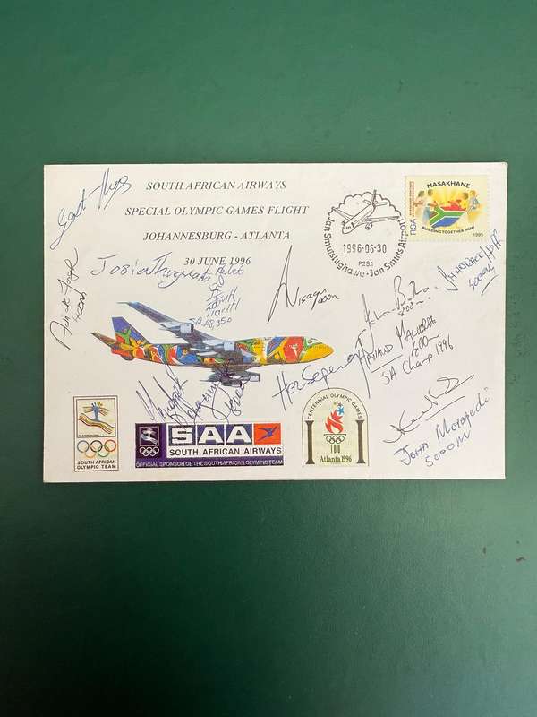 First Day Cover /FDC - *SIGNED* 1996 Atlanta Olympic Games Special Flight 30/06/1996
