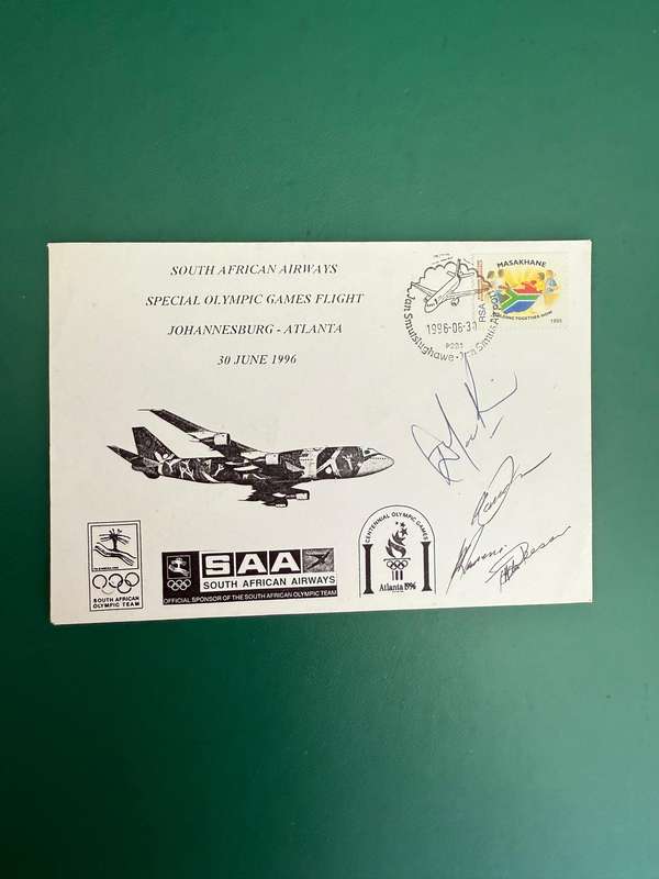 First Day Cover /FDC - *SIGNED* 1996 Atlanta Olympic Games Special Flight 30/06/1996