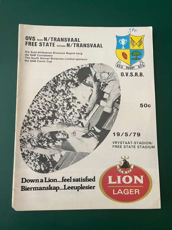 Rugby Programme - Free State vs Northern-Transvaal 19/05/1979