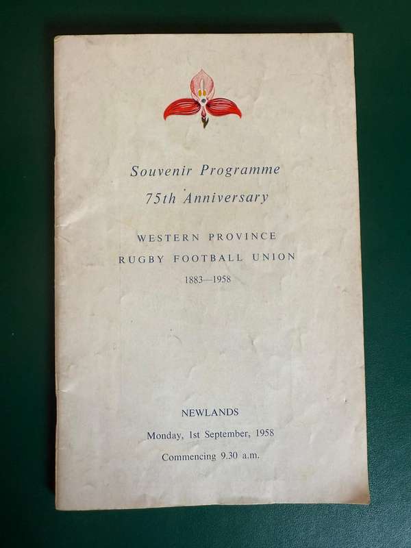 Rugby Programme - *WP 75 year Anniversary* Western-Province vs Natal 01/09/1958