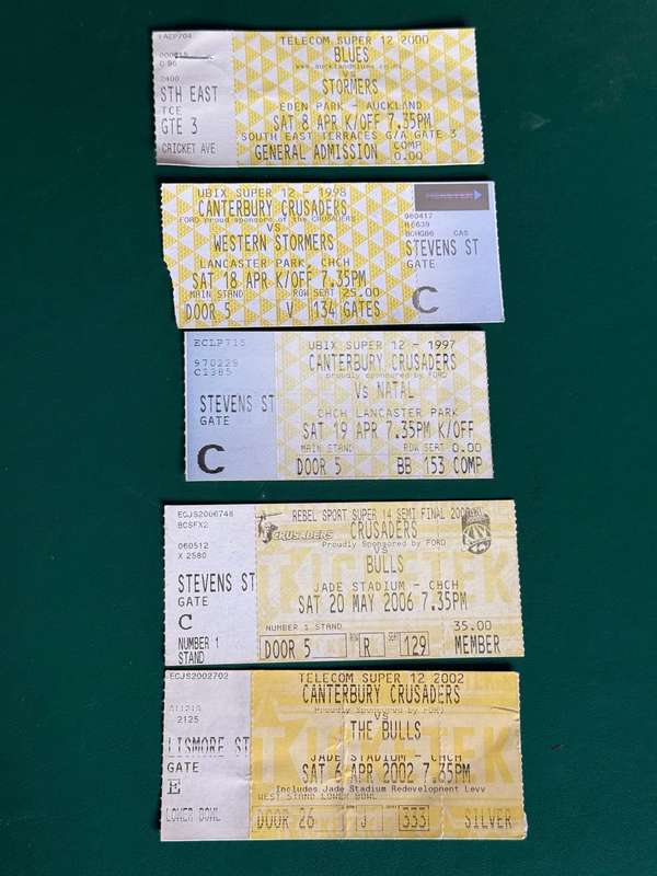 Rugby tickets - 5 (five) from 1997 to 2002 rugby matches
