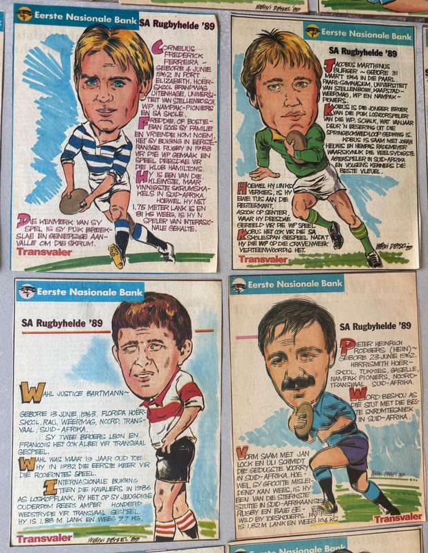 Rugby  - 27 (Twenty Seven) Sketches SA Rugby Heroes/SA Rugby Helde as per Transvaler Newspaper 1989
