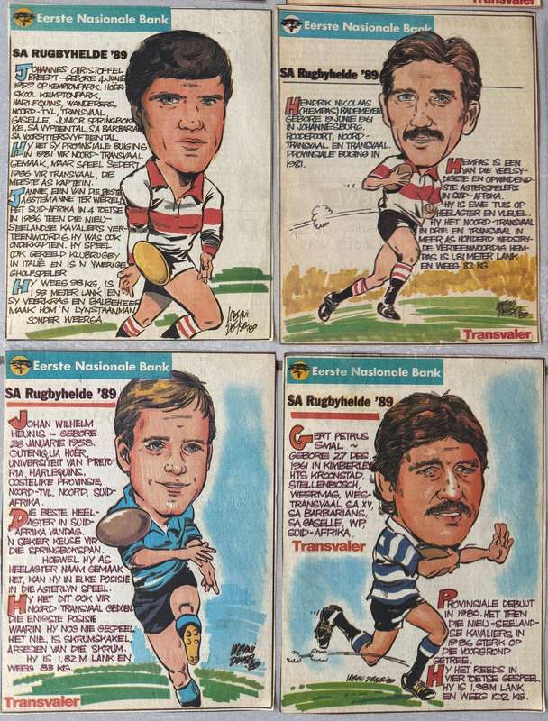 Rugby  - 27 (Twenty Seven) Sketches SA Rugby Heroes/SA Rugby Helde as per Transvaler Newspaper 1989