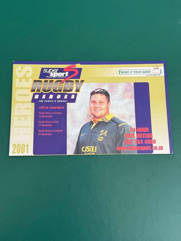 Rugby Card - Ollie le Roux 2001 Total/Cardies Rugby Card