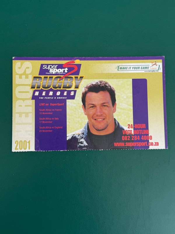 Rugby Card - Andre Vos 2001 Total/Cardies Rugby Card