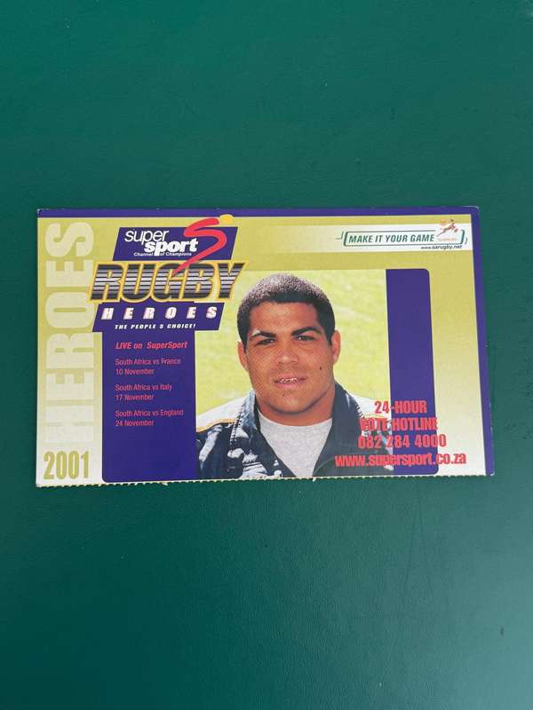 Rugby Card - Ettienne Fynn 2001 Total/Cardies Rugby Card