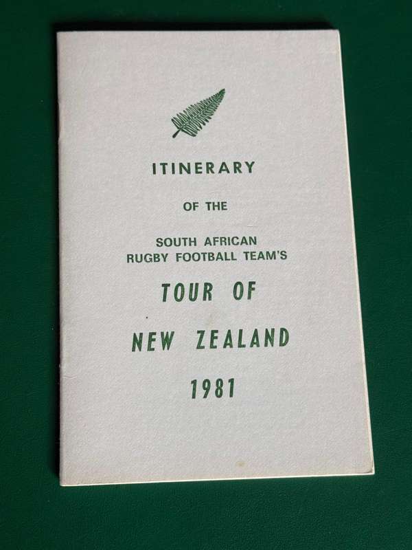 Rugby Itinerary - 1981 Springbok Tour of New Zealand