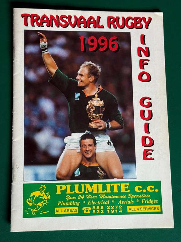 Rugby Itinerary/Information booklet - Transvaal 1996 (23 pages)