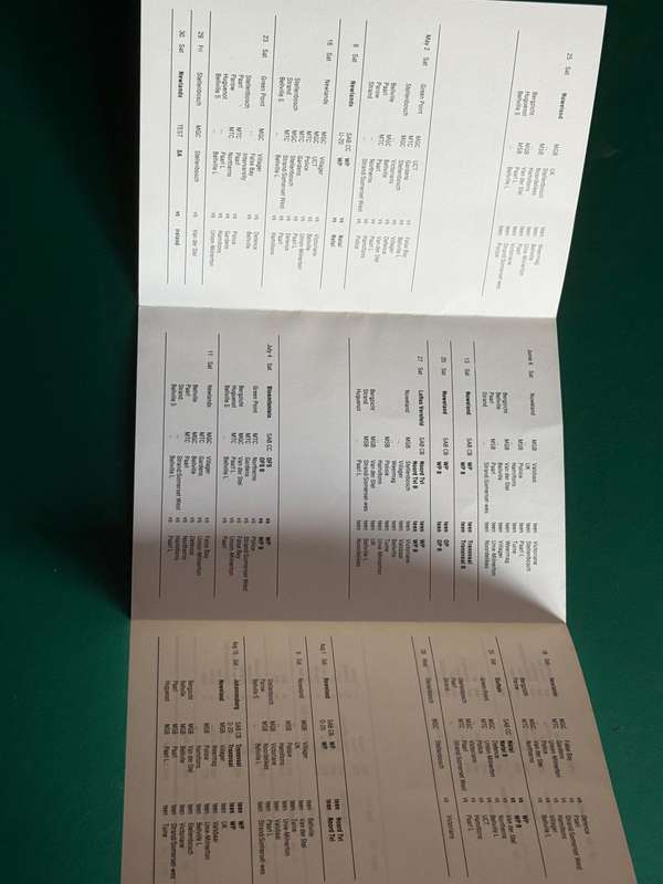 Rugby Itinerary - 1981 Western-Province Rugby Union issued by Tassenberg