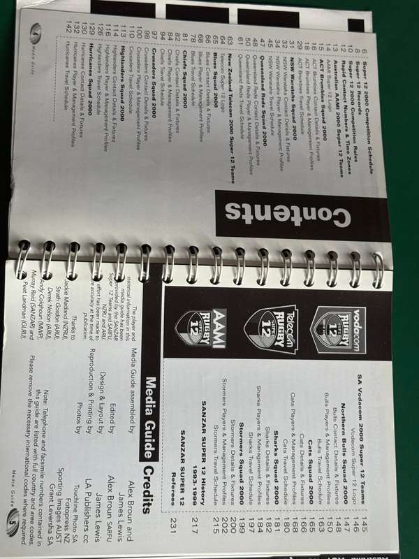 Rugby Book/Media Guide - 2000 Super 12 Media Guide (234 pages)