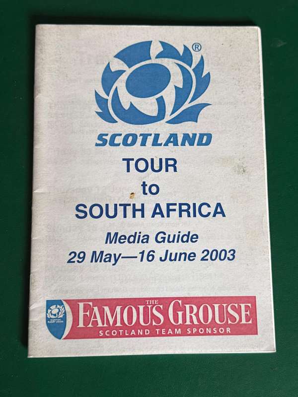 Rugby Book/Media Guide - 2003 Scotland Tour of South-Africa