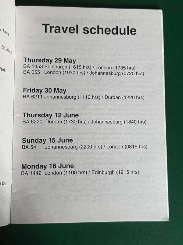 Rugby Book/Media Guide - 2003 Scotland Tour of South-Africa