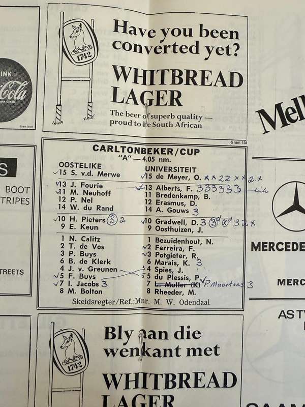 Rugby Programme - Carlton Cup: Oostelikes vs Universiteit (Tukkies) 18/04/1970