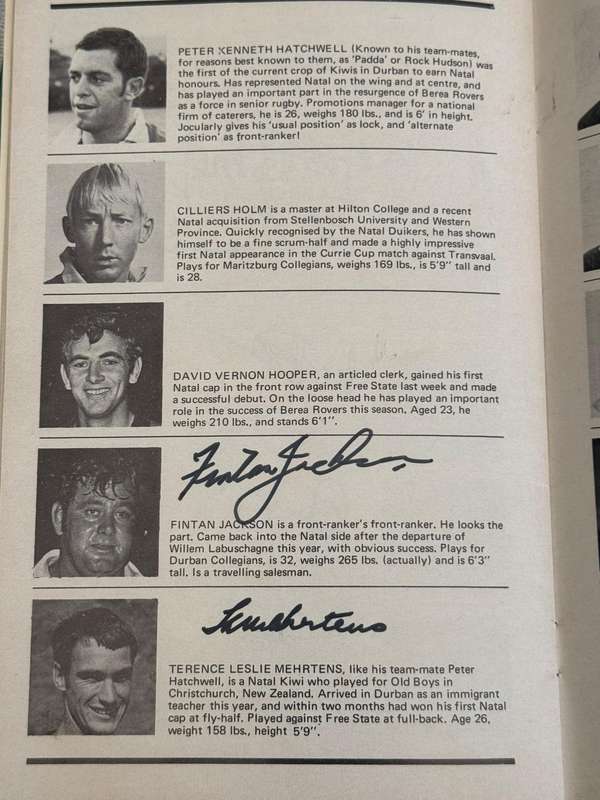 Rugby Programme - *SIGNED by 28* *TOUR* Natal vs New-Zealand All Blacks 22/08/1970