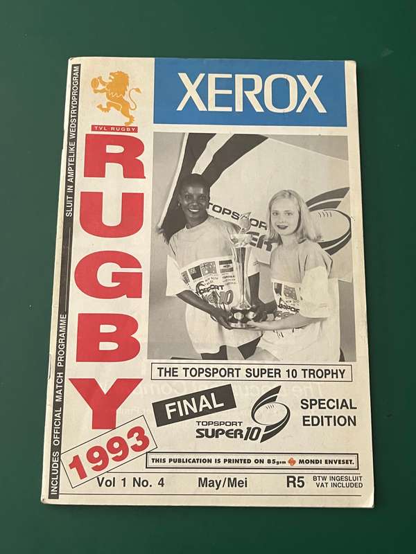 Rugby Programme - *Super 10 FINAL* Transvaal vs Auckland 22/05/1993