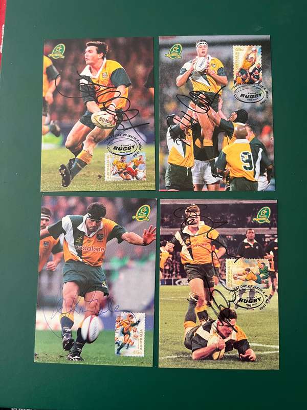 Rugby Cards - *SIGNED* 1999 4 * 100 Years of Test Rugby Maxi Cards