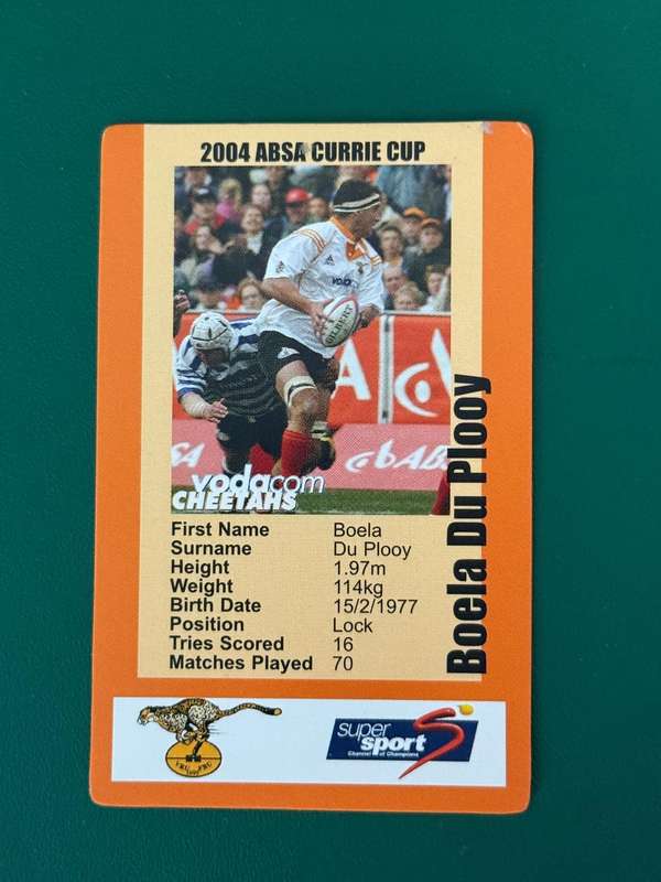 Rugby Card - Boela du Plooy 2004 Cheetahs SCI Rugby Card