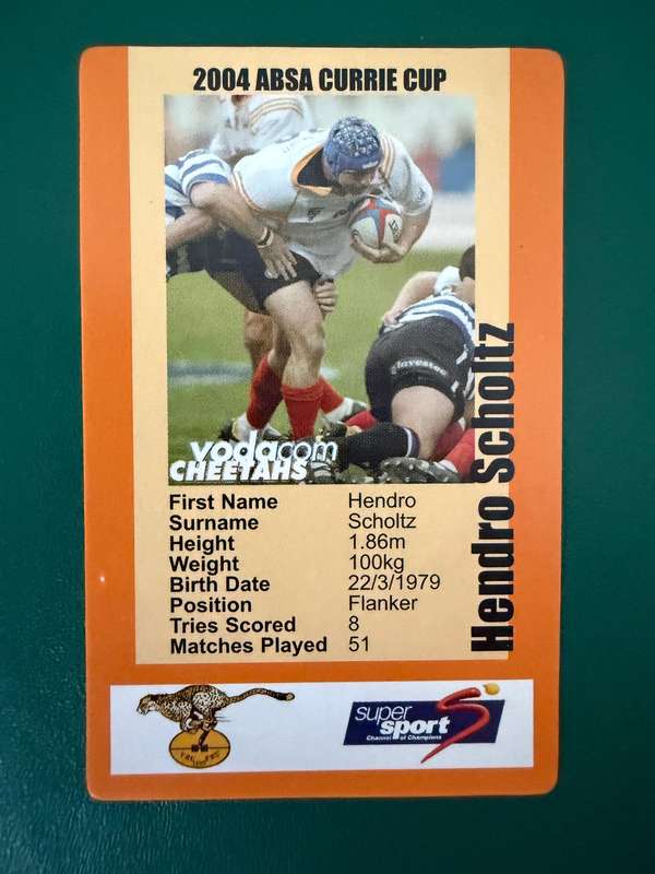 Rugby Card - Hendro Scholtz 2004 Cheetahs SCI Rugby Card