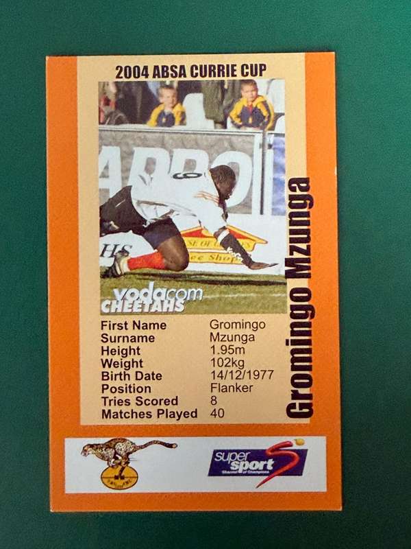 Rugby Card - Gromingo Mzunga 2004 Cheetahs SCI Rugby Card