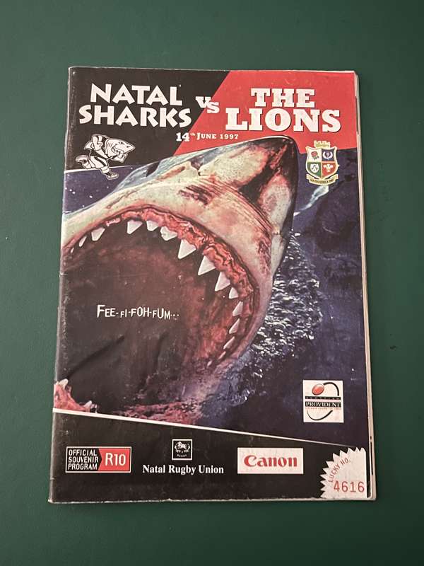 Rugby Programme - Sharks vs British Lions 14/06/1997
