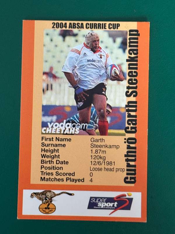 Rugby Card - *Rare* Gurthro Steenkamp 2004 Cheetahs SCI Rugby Card