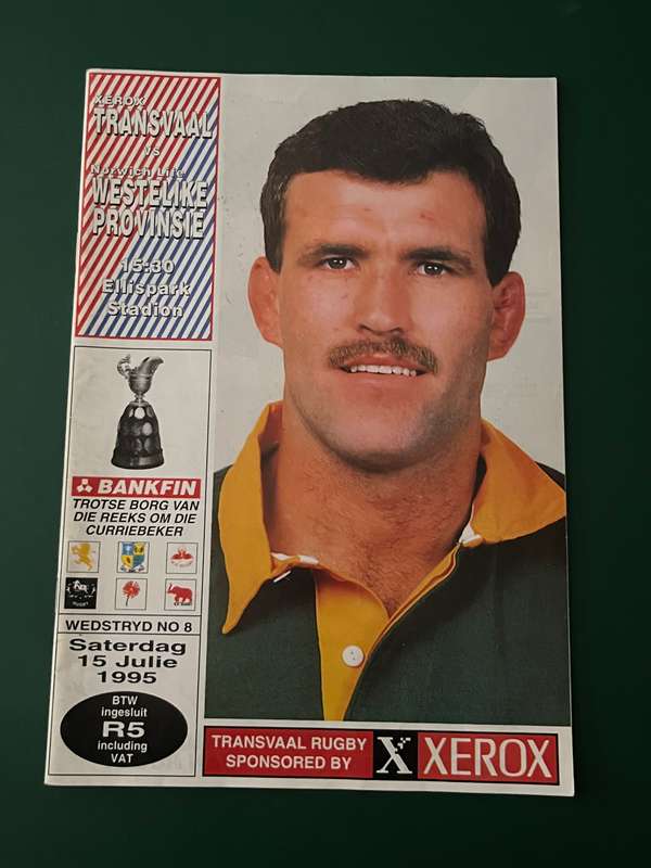 Rugby Programme - Transvaal vs Western-Province 15/07/1995