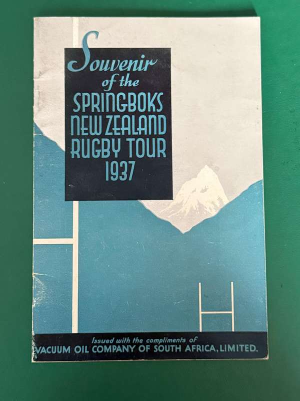 Rugby Itinerary - 1937 Springbok Tour of New Zealand issued by Mobiloil (24 pages)