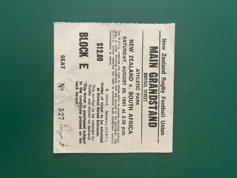 Rugby Ticket - New Zealand vs South-Africa 29/08/1981