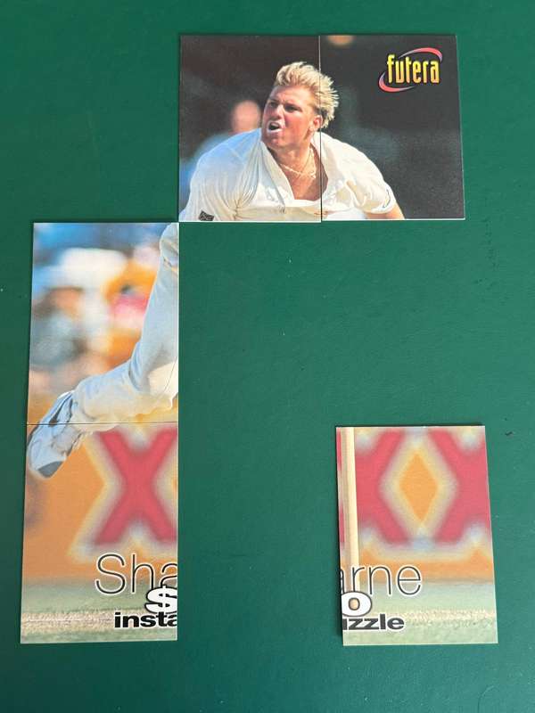 Cricket Card - Shane Warne Puzzle Cards * 5 (Nr29/30/31/34/36) 1996 Futera Cricket Card