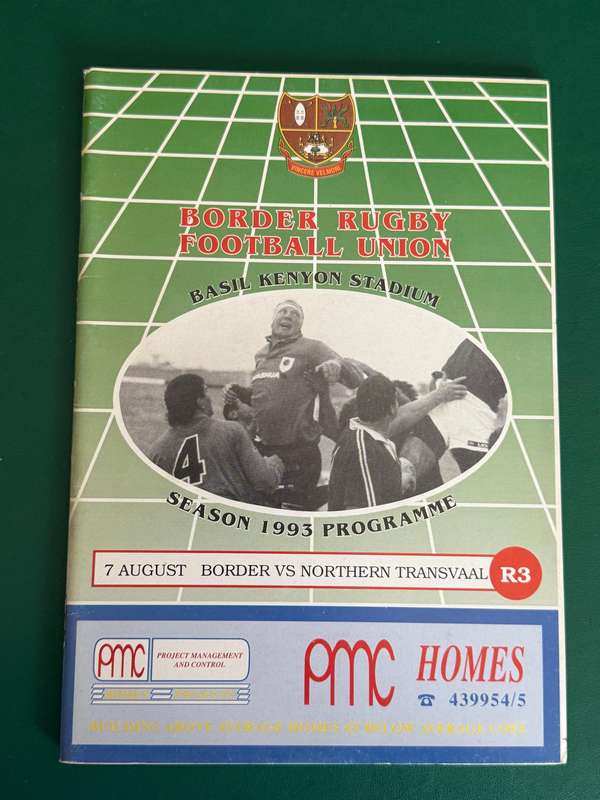 Rugby Programme - Border vs Northern-Transvaal 07/08/1993