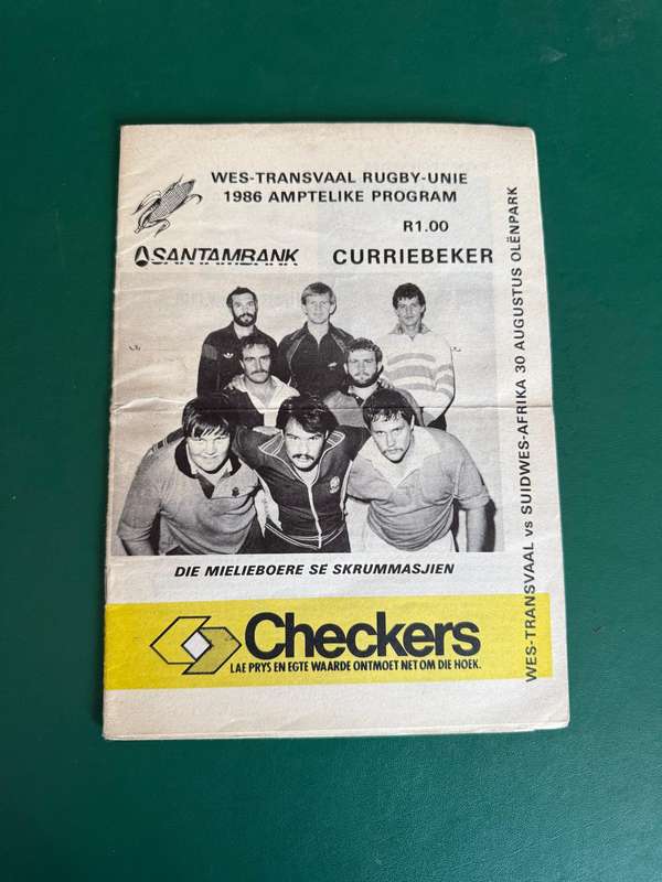 Rugby Programme - Western-Transvaal vs South West Africa (Namibia) 30/08/1986