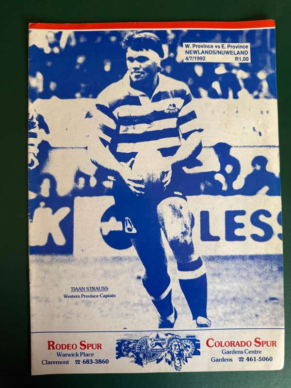 Rugby Programme - Western-Province vs Eastern-Province 04/07/1992