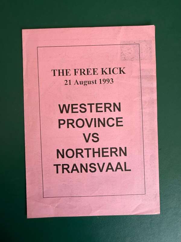Rugby Programme - Western-Province vs Northern-Transvaal 21/08/1993