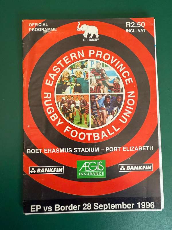 Rugby Programme - Eastern-Province vs Border 28/09/1993