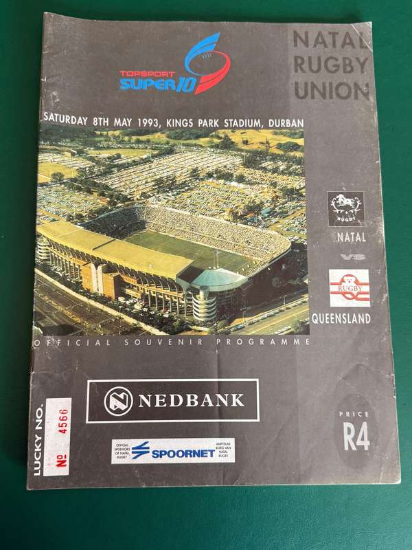 Rugby Programme - Natal vs Queensland (Super 10) 08/05/1993