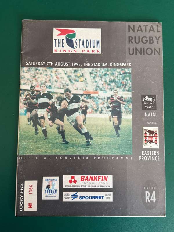 Rugby Programme - Natal vs Eastern-Province 07/08/1993