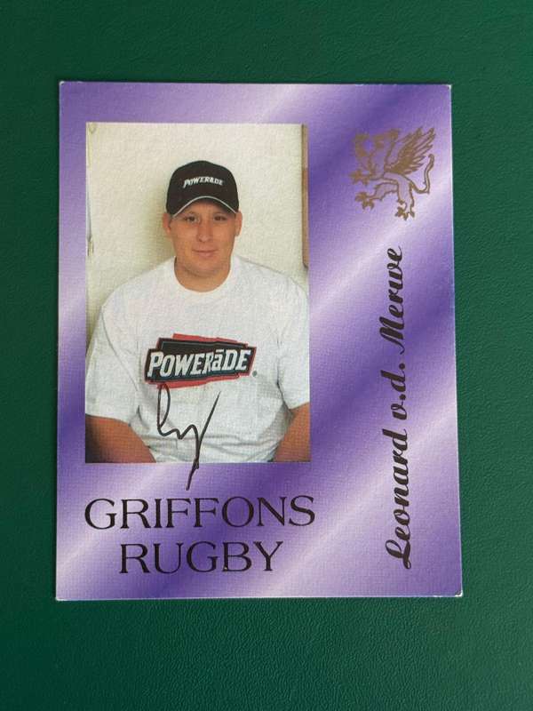 Rugby Card - *SIGNED* Leonard van der Merwe 2001 Griffons Rugby Card (Rare)