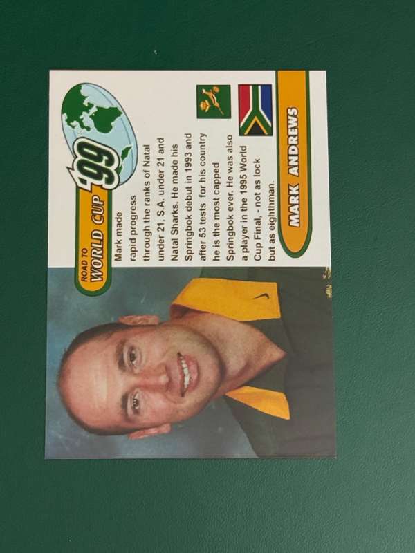 Rugby Card - Mark Andrews 1999 Sports Deck Road to the World Cup Photocard