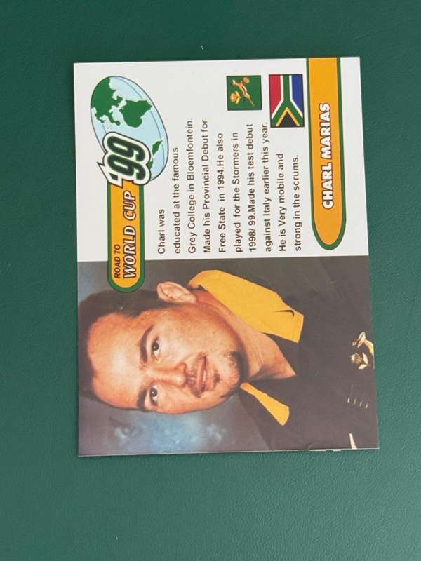 Rugby Card - Charl Marais 1999 Sports Deck Road to the World Cup Photocard