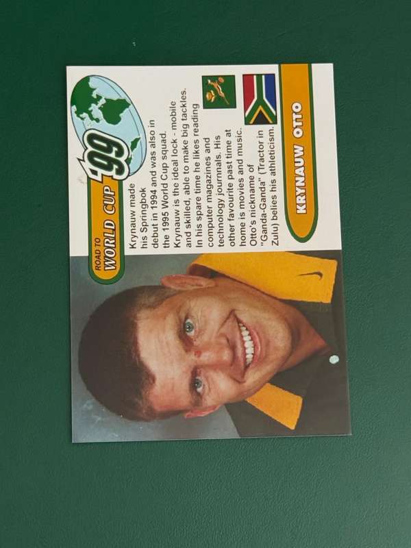 Rugby Card - Krynauw Otto 1999 Sports Deck Road to the World Cup Photocard